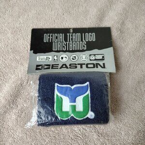 VINTAGE EASTON Hartford Whalers Wristband Blue Cotton NHL Hockey Retro